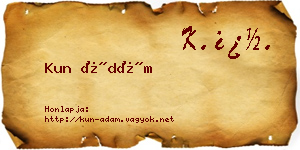 Kun Ádám névjegykártya